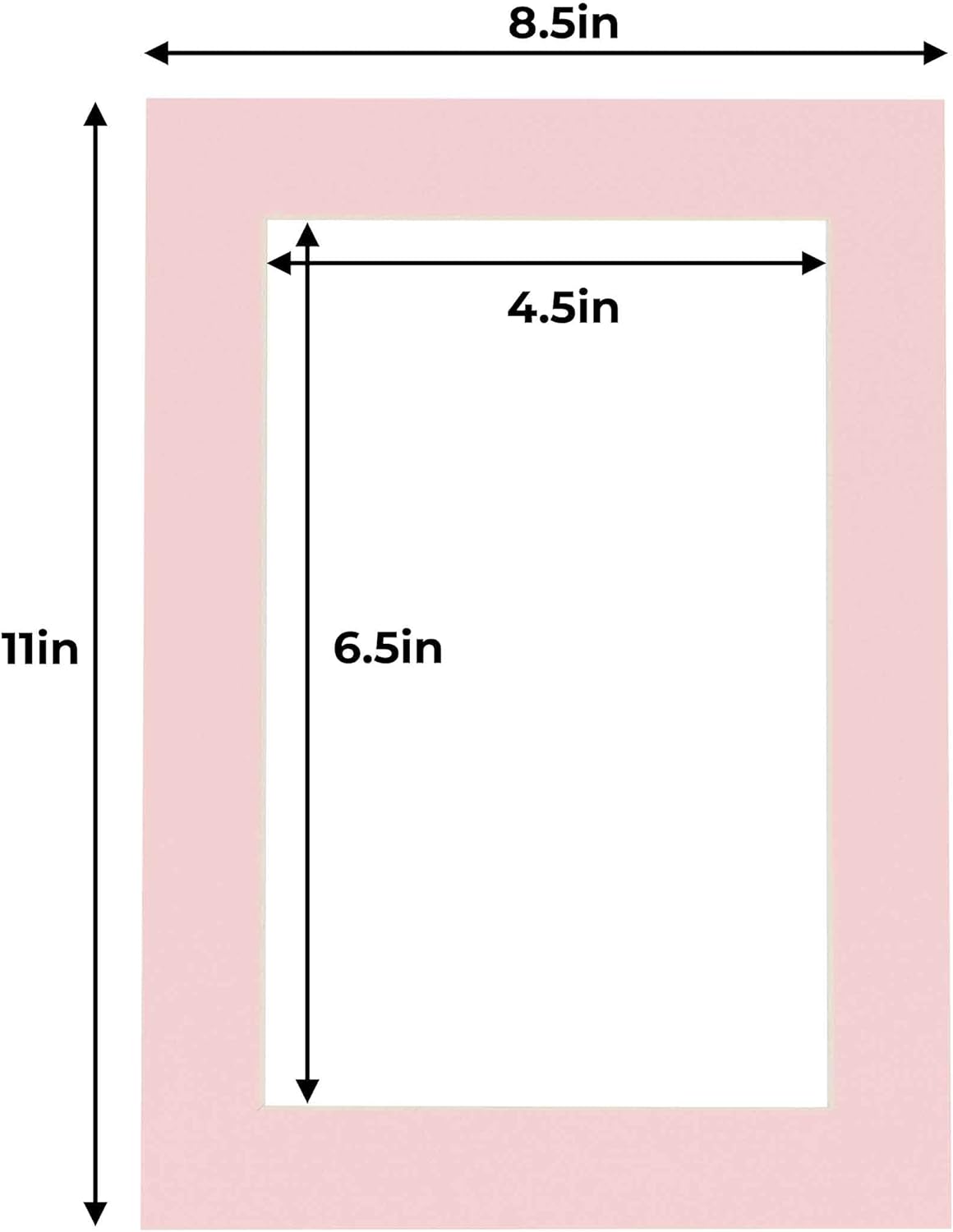 5x7 Mat for 8.5x11 Frame - Precut Mat Board Acid-Free Show Kit with Backing Board, and Clear Bags Soft Pink 5x7 Photo Matte Made to Fit a 8.5x11 Picture Frame Matboard for Framing, Pack of 100 Mats