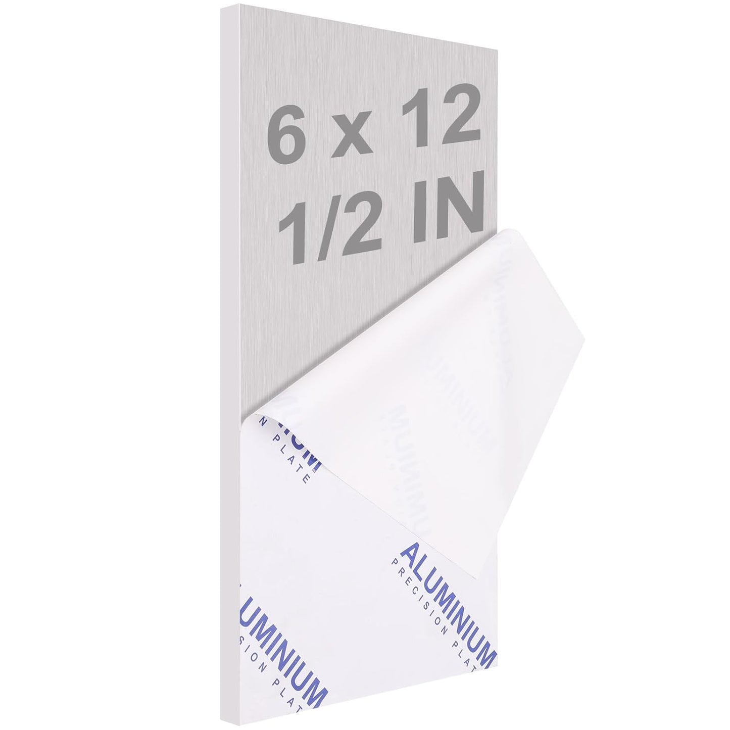 6061 T651 Aluminum Sheet Metal 6 x 12 x 1/2 (12.7MM) Inch Flat Plain Aluminum Plate Covered with Protective Film, Heat Treatable Rectangle 0.50" Thick Aluminum Metal Plate for Industrial, Crafting