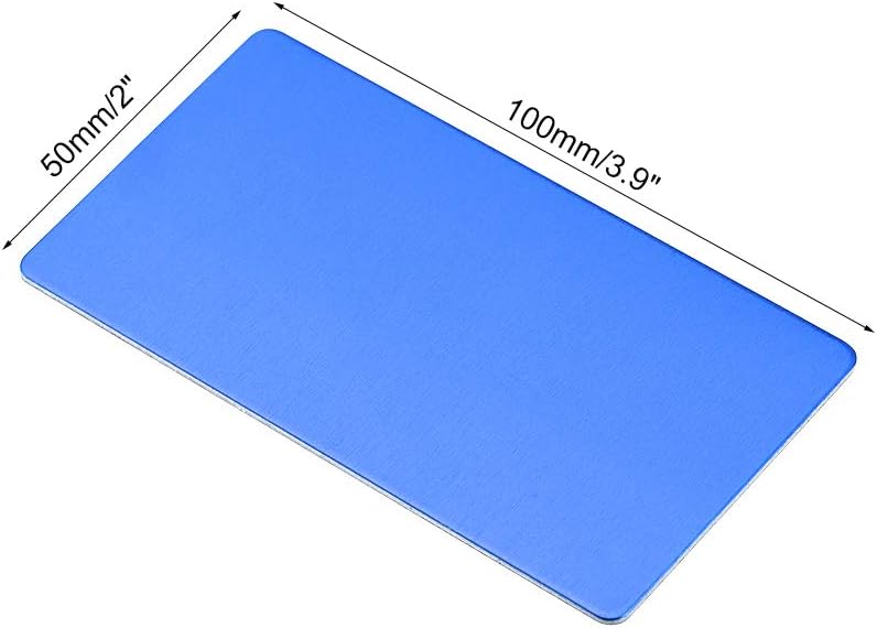 uxcell Blank Metal Card 100x50x0.8mm Anodized Aluminum Plate for DIY Laser Printing Engraving Blue 5 Pcs