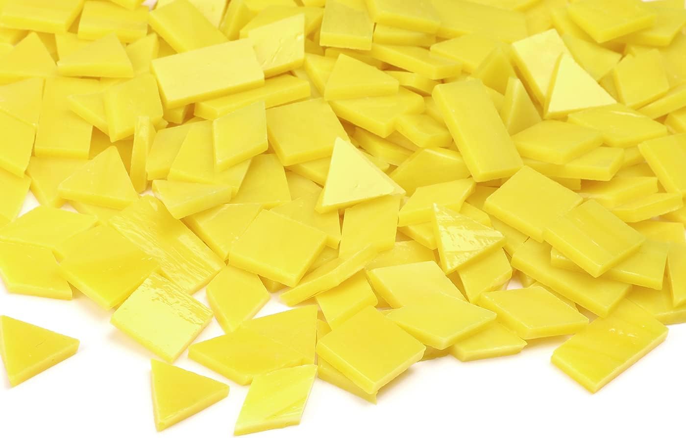 Lanyani 200 Mixed Color Glass Mosaic Tiles - 4 Shapes, Tiffany Stained Glass Pieces for Crafts, Sunshine Yellow