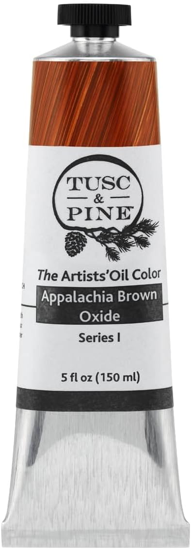 Tusc & Pine Artist Oil Paint - Appalachia Brown Oxide, 150 ml, Non-Yellowing, Rich & Creamy Consistency, Maximum Pigment Load, Small Batch Milled Oil Paints Made in the USA for Professional Artists