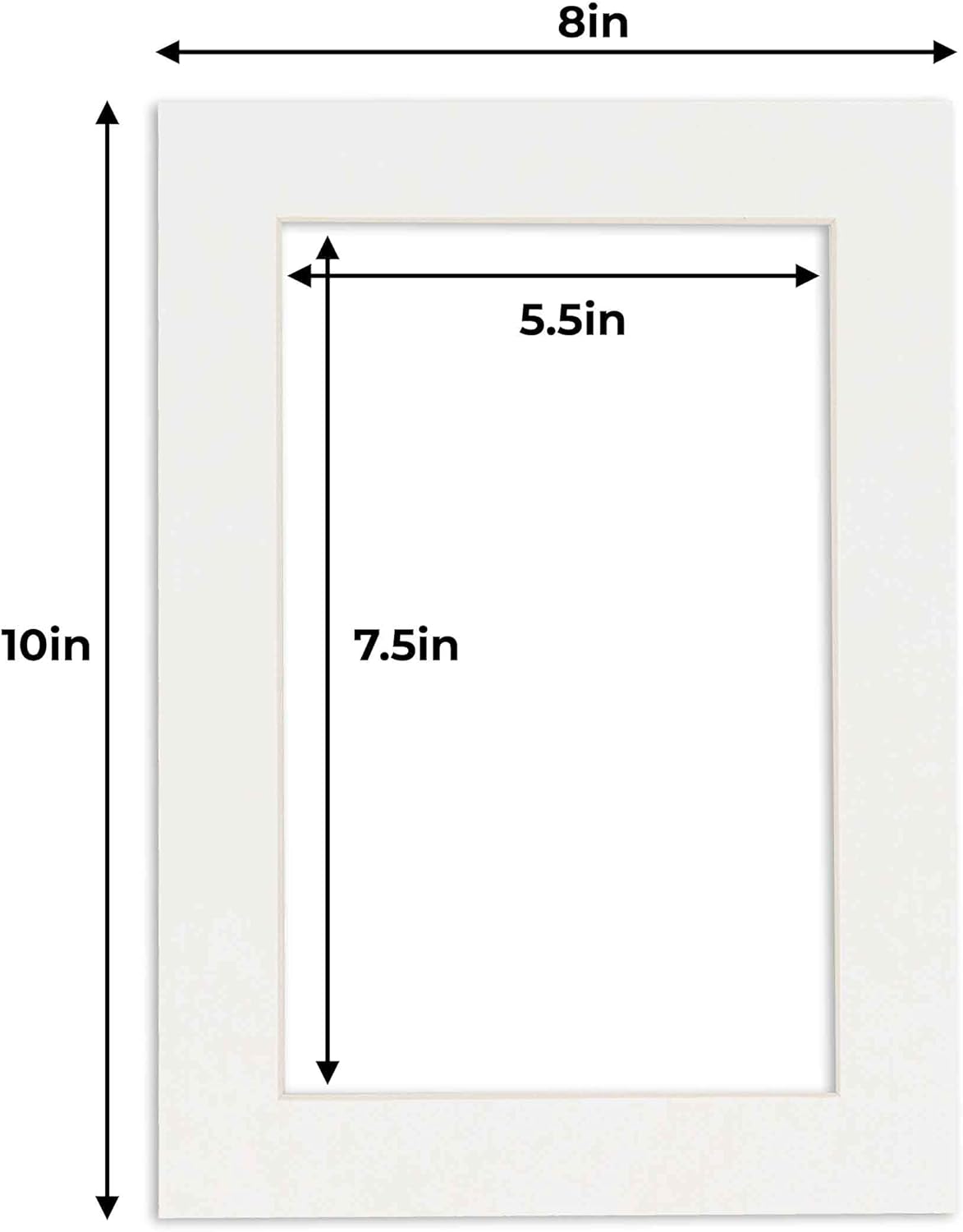 6x8 Mat for 8x10 Frame - Precut Mat Board Acid-Free Textured White 6x8 Photo Matte for a 8x10 Picture Frame, Premium Matboard for Family Photos, Show Kits, Art, Picture Framing, Pack of 100 Mats
