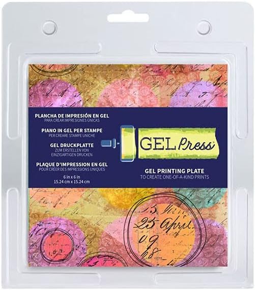 Gel Press Monoprinting Print Plate - 6” X 6” Gel Plate - Printmaking Supplies - Reusable Gel Printing Plate for Press Art for Card Making, Scrapbooking, Journaling, Arts and Crafts, Home Decor