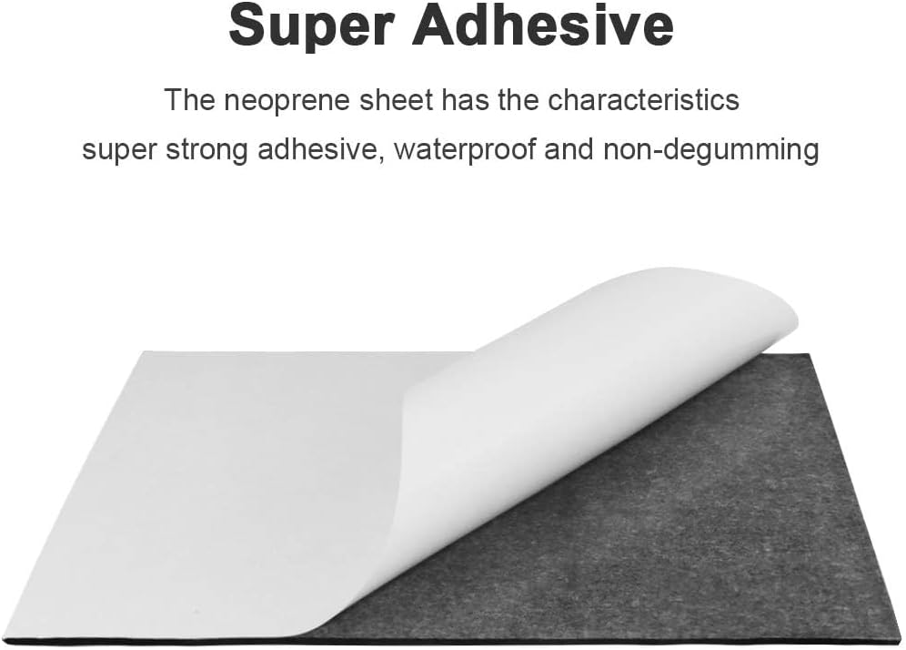 Foam Sheets with Adhesive Backing Foam Padding Neoprene Rubber Mat Closed Cell Sheet Anti-Slip Insulation Rubber Anti Vibration Square Pad (12" x 8" x 1/8", 5 Pcs)