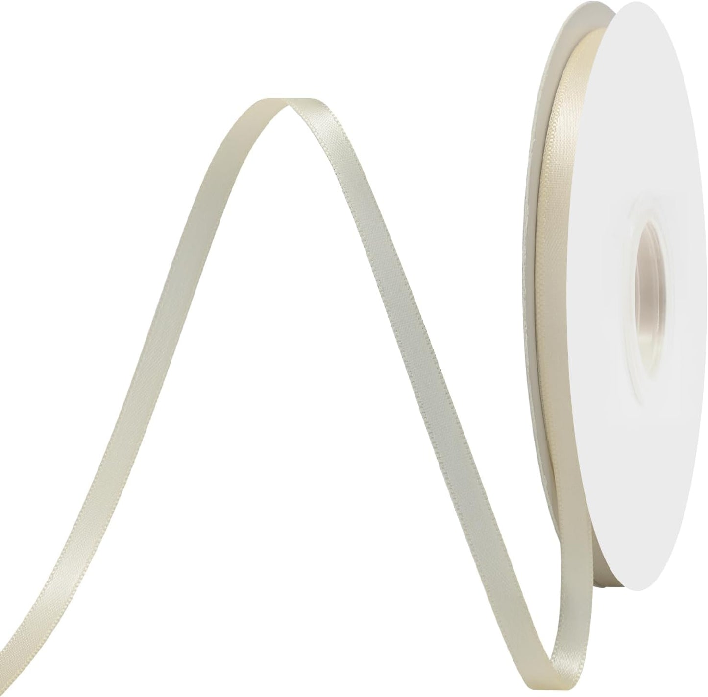 Ivory Satin Ribbon 1/4" X 50 Yards Solid Color Double Faced Ribbons Perfect for Crafts Wedding Decor Bow Making Arts Sewing and More