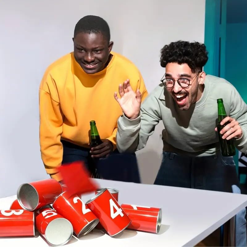 13 Carnival Can Games Bean Bag Toss Carnival Games, Including 10 Tin Cans and 3 Bean Bag Easter Outdoor, Suitable for Family Gatherings, Birthdays, Indoor and Outdoor Activities
