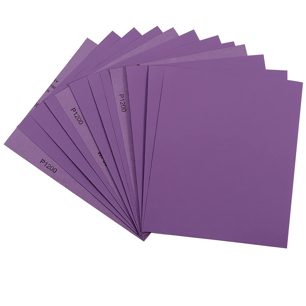 Sandpaper 1200 Grit, Wet Dry Sanding Sheets 9 x 11 Inch, Advanced White Fused Alumina Abrasive Sand Paper for Wood Furniture Finishing, Metal Sanding, Automotive Polishing, 12-Sheets