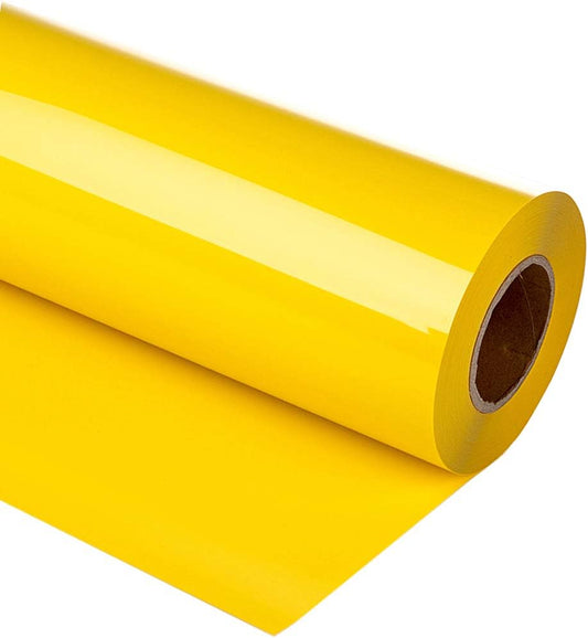 Guangyintong Heat Transfer Vinyl Yellow HTV Rolls, 12" x 12ft Iron on Vinyl for T-Shirts, Matte Surface HTV for All Cutter Machine Easy to Cut & Weed for Heat Vinyl DIY Design
