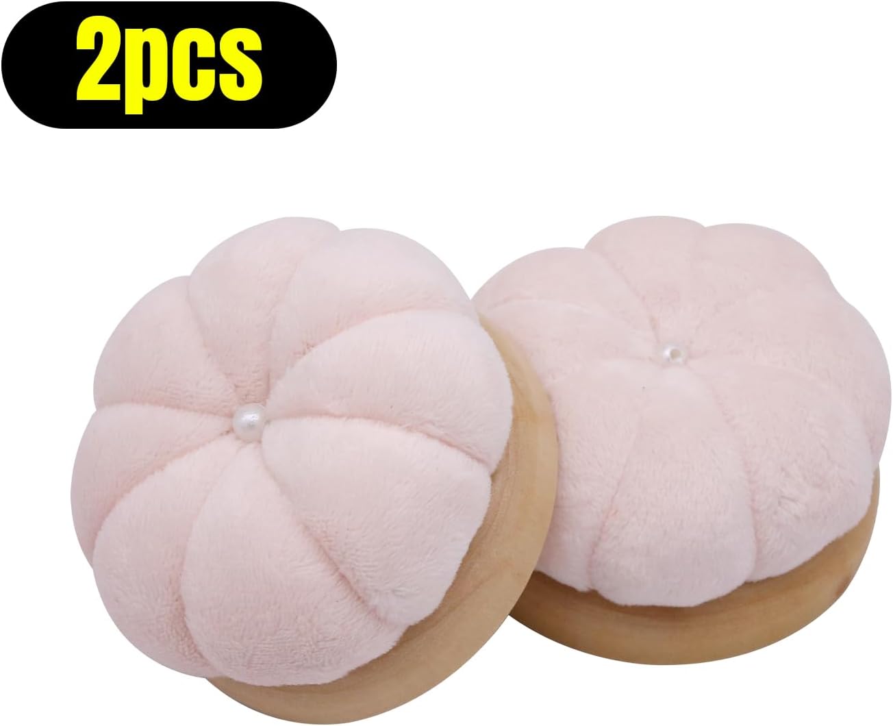 Uxney Pin Cushion,Wooden Sewing Pin Cushion Pincushion Needle Cushion for Sewing Quilting Needlework DIY Crafts(Light Pink,2 PCS)