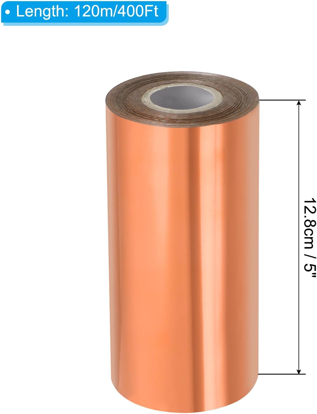 PATIKIL 5"x400Ft Hot Stamping Foil Paper, Heat Transfer Hot Stamping Paper Foil Roll for Leather DIY Logo Decor Craft Gift Package Scrapbook Card, Rose Gold