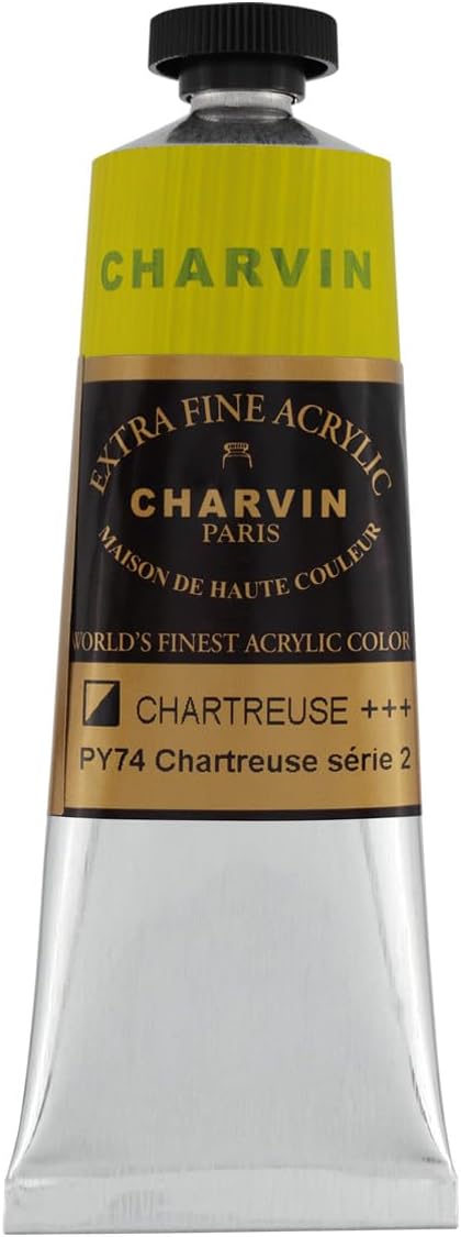 Charvin Extra Fine Professional Acrylic Paint - Chartreuse, 150ml Tube, Triple-Milled, Lightfast Pigments, Open Stock Artist Acrylic Paints in Nature-Inspired Hues