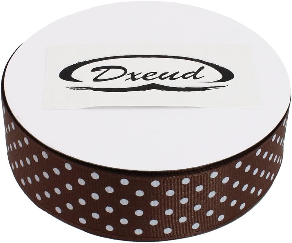 Polka Dot Grosgrain Ribbon 25 Yard Each Roll 100% Polyester (1", Coffee)