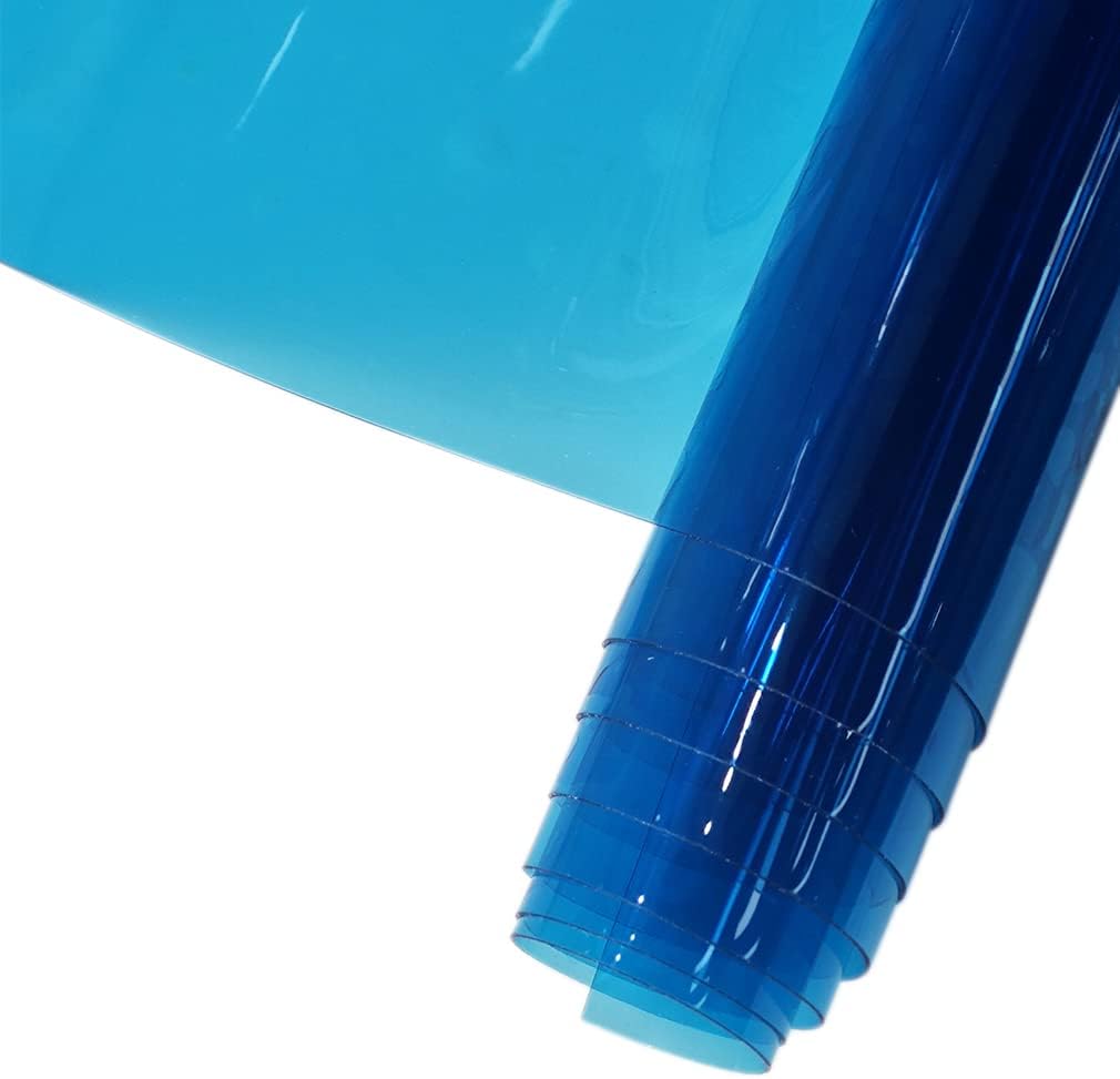 HYANG SkyBlue Transparent PVC Super Clear Holographic Vinyl Faux Leather Sheets 1 Roll 12" x 47" (30cm x 120cm) for DIY Bows Earrings Bags DIY Crafts Making