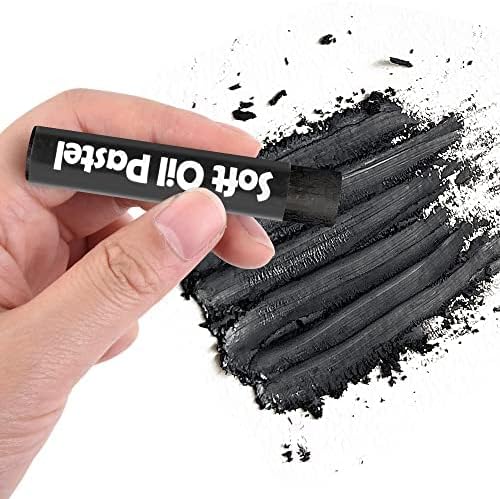 12 Pcs Cream Soft Oil Pastels Vibrant and Creamy Colored Chalk Pastels Artists Grade Art Supplies Set for Professionals Painting Drawing Black