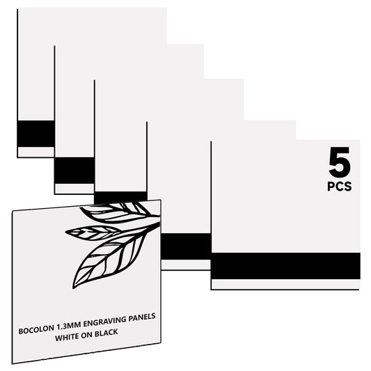 5PCS Laser Engraving Double Color ABS Plastic Sheet,Two-Tone Laserable Engraving Plastic Sheets for Name Badge,Office Label,Laser Artistic Product,Size 11.73" x 11.73",White/Black