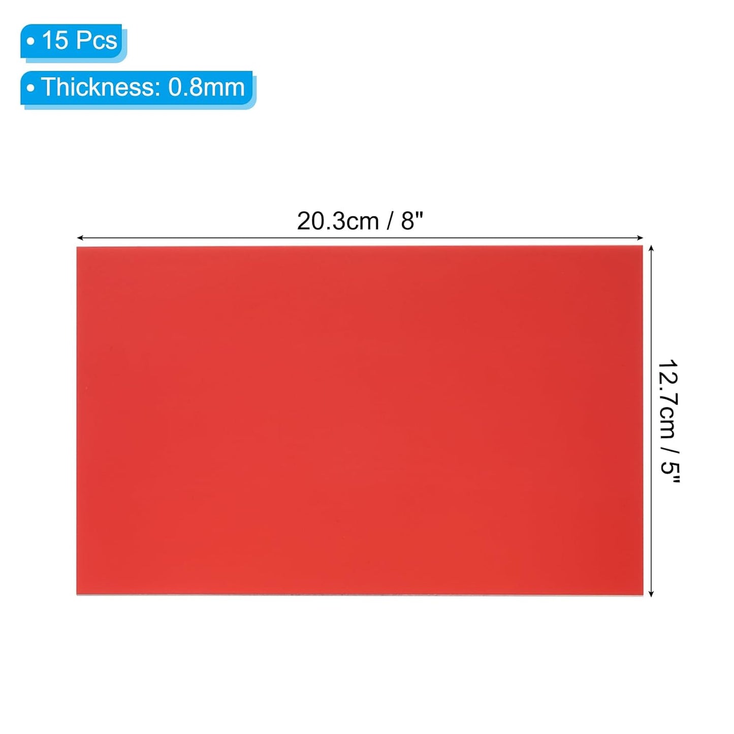 PATIKIL 5x8 Inch Anodized Aluminum Sheet Metal, 15Pcs Laser Plates Engraving Blanks 0.5MM Thin Rectangle for Crafting DIY House Laser Engraving, Red