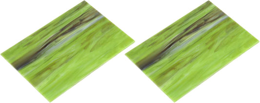 MECCANIXITY 2 Pcs Stained Glass Sheet Mosaic Tile 7.9 Inch x 5.9 Inch Army Green Stained Glass Sheets for Crafts DIY Art Project