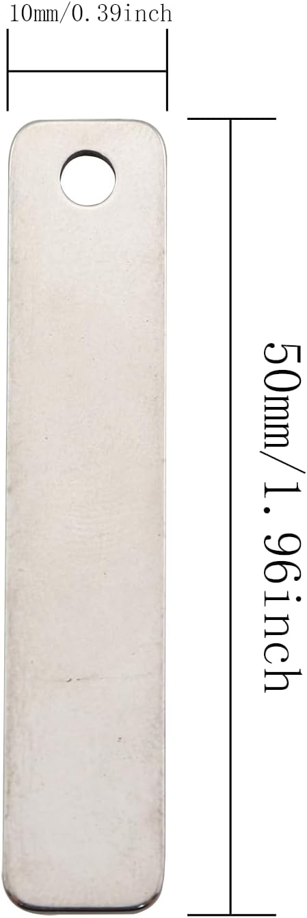 15PCS Metal Engraving Plate Stainless Steel Blank Stamping Rectangle Label 8th DIY Stamping Stamping Military Pendant Long Strip Tag