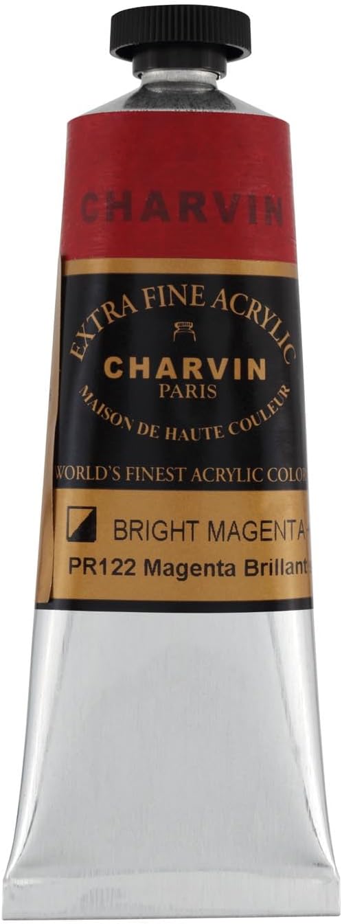 Charvin Extra Fine Professional Acrylic Paint - Bright Magenta, 60ml Tube, Triple-Milled, Lightfast Pigments, Open Stock Artist Acrylic Paints in Nature-Inspired Hues