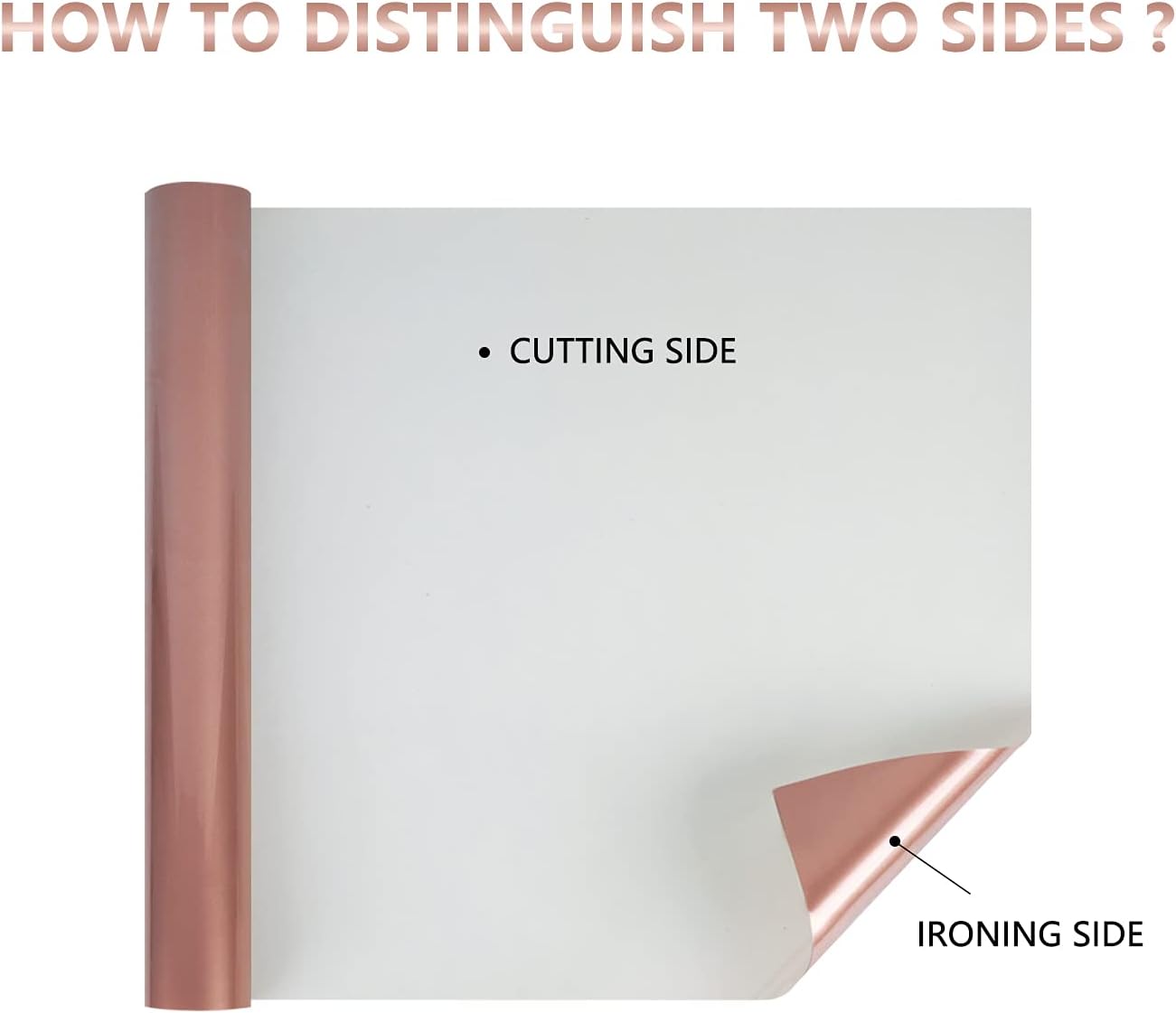 guangyintong Rose Gold Heat Transfer Vinyl Rolls, 12" x 8ft PU Iron on Vinyl, Soft, Thin, Elastic, Machine Washable, Compatible with All Cutter Machines, Ideal for T-Shirts, Bags, Hats