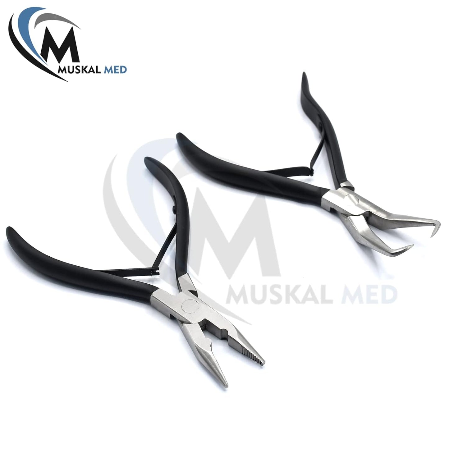 Professional Hair Extension & Beading Tool Kit Remove Plier Set for beads (4 Piece) I-Link Micro Ring Loop Needle Pulling Hook Threader Wire for Silicone Rings (Black)