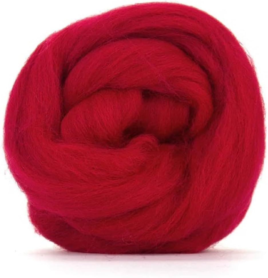 Revolution Fibers Dyed Corriedale Wool | 8 Ounces of Premium Combed Wool Top | 26 Micron, 100% Pure Corriedale Wool Roving, Ethically Sourced (Scarlet Red)