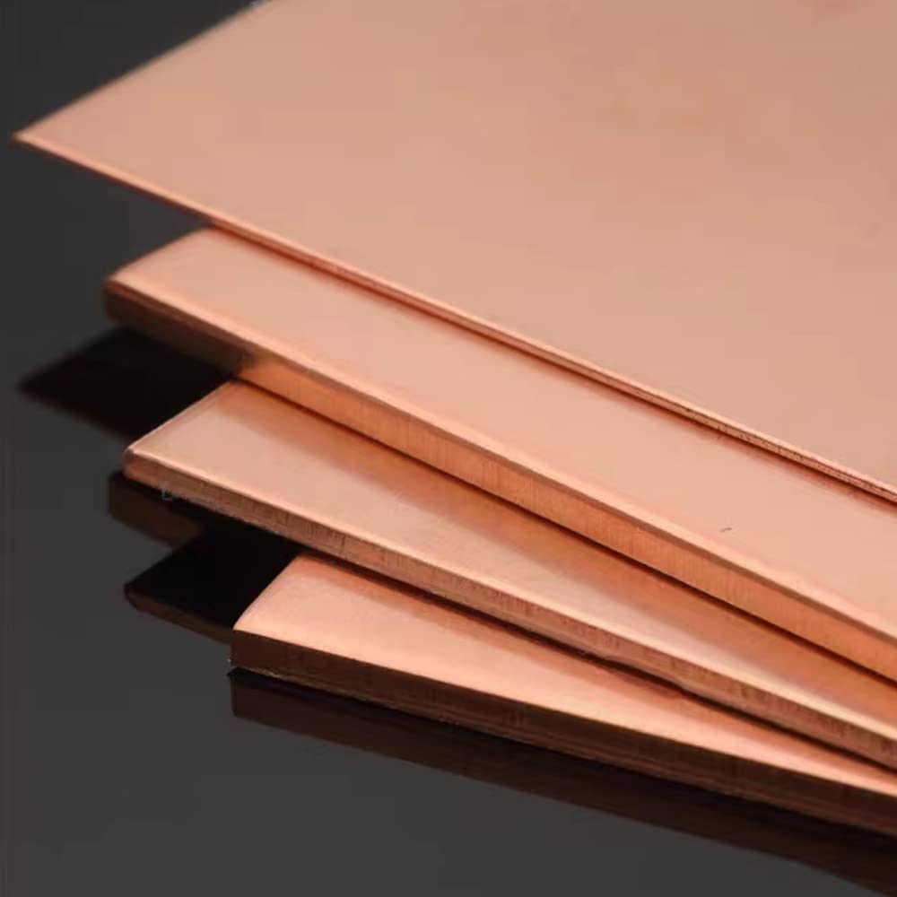 4 Pcs 99.9% Pure Copper Sheet Metal, 6" x 6", 24 Gauge(0.5mm) Thickness, Double Sided Film Attached Copper Sheets Plates for Crafting, Modelers, Jewelry, Repairs, Electrical