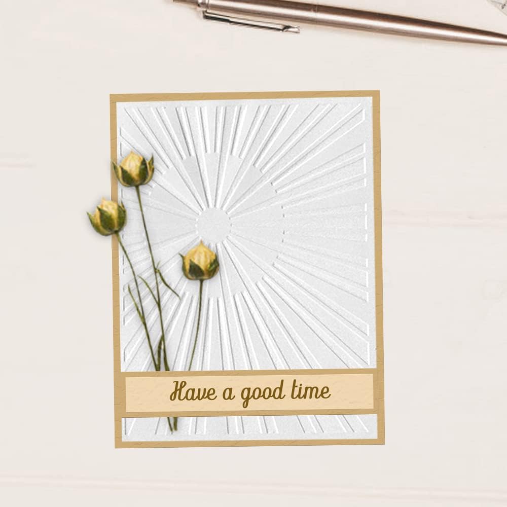 Hying 3-D Textured Impressions Background Embossing Folder, Radiate Line Pattern Plastic Embossing Folder Template for Card Making Scrapbooking Paper Craft Album Stamps DIY Décor