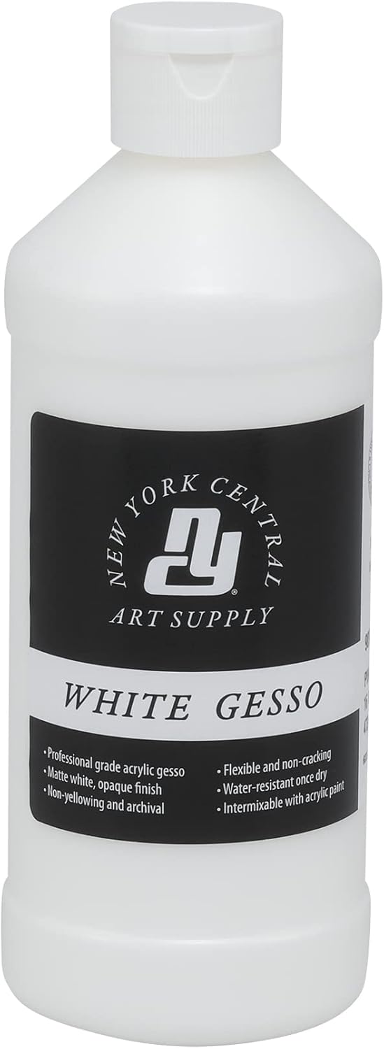 Acrylic Gesso - White Professional Grade Gesso for Painting, Acrylic, Oil, Pastels, & More! - 16 oz Bottle