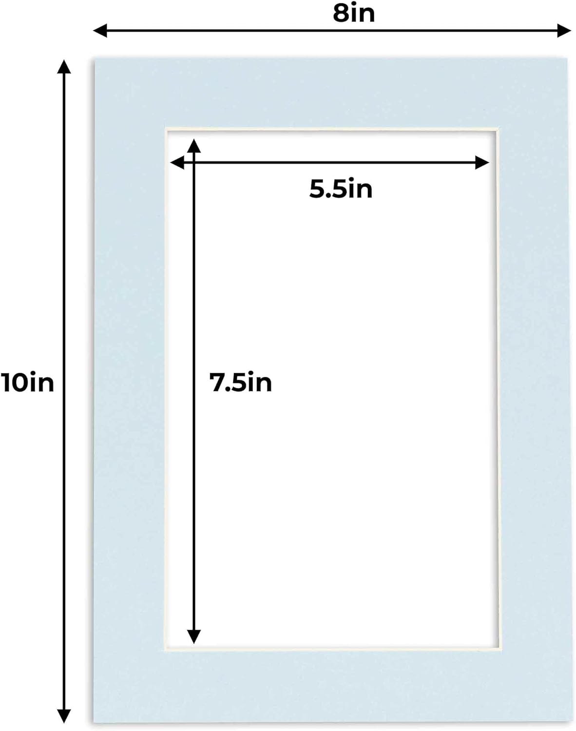 6x8 Mat for 8x10 Frame - Precut Mat Board Acid-Free Show Kit with Backing Board, and Clear Bags Baby Blue 6x8 Photo Matte Made to Fit a 8x10 Picture Frame Matboard for Framing, Pack of 10 Mats