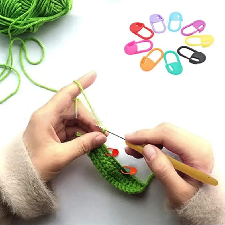 Hayodo Stitch Markers 10 Colors Knitting Crochet Locking 60/160/240Pcs Stitch Needle Clip Counter with 3 Plastic Needle Randomly and 1 Knitting Crochet Loop Ring (Multicolor-60 pcs)