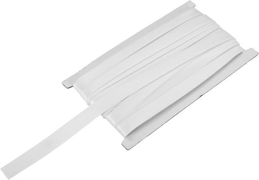 MECCANIXITY Double Fold Bias Tape for Sewing 5/8 Inch x 12 Yards Satin Pre-fold Continuous Binding Tape for Seaming Quilting Hemming Binding DIY Crafts, White