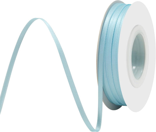 Lt.Blue Satin Ribbon 1/8" X 50 Yards Solid Color Double Faced Ribbons Perfect for Crafts Wedding Decor Bow Making Arts Sewing and More
