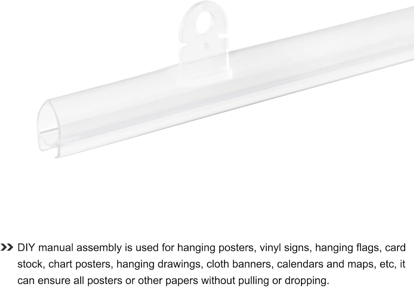 MECCANIXITY PVC Poster Hanger Rail Poster Strip Bar 40cm/16inch Clear with Clips for Poster, Map, 4 Set