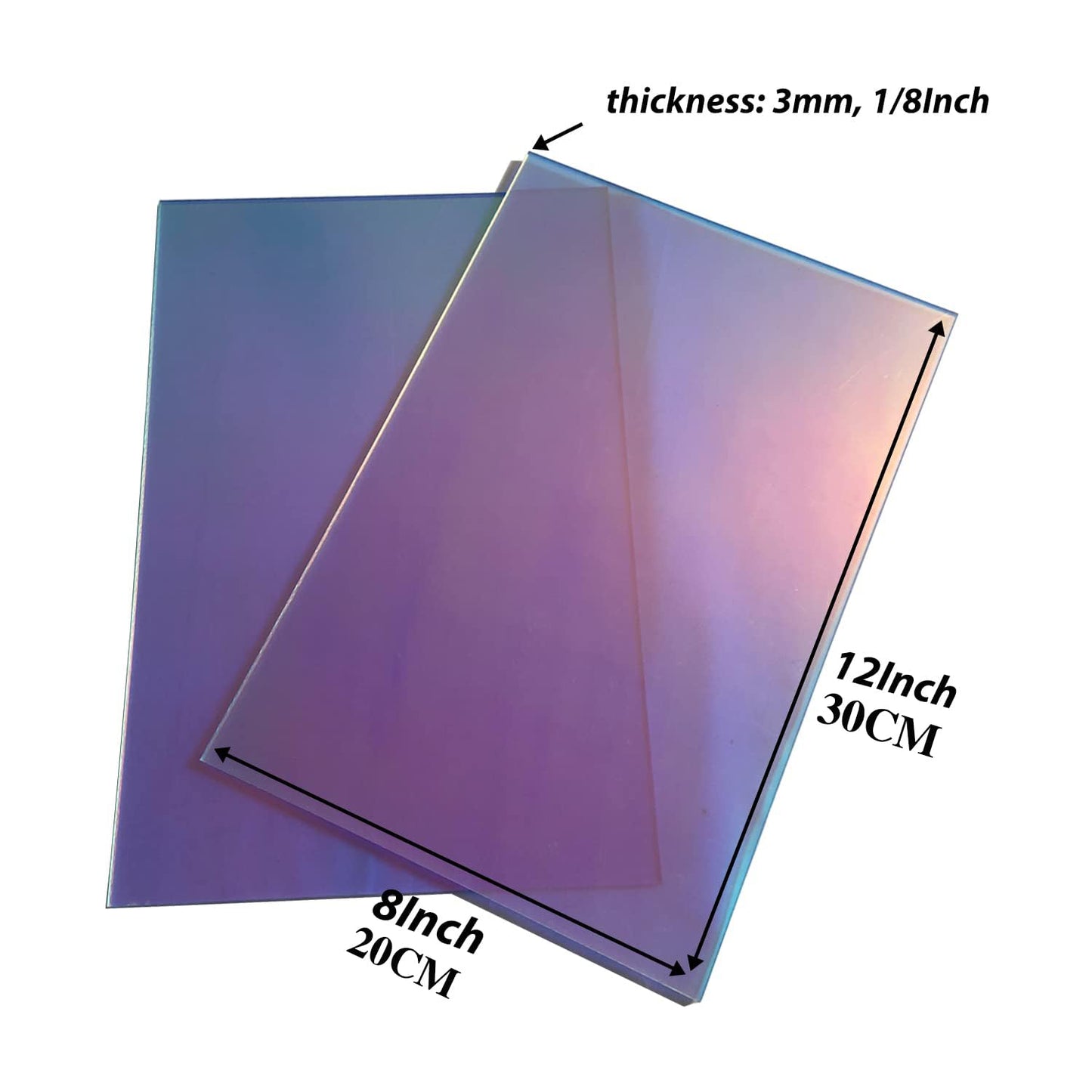 2 Pcs Clear Color Acrylic Sheets for Laser Cutting Thick 3mm 8x12x1/8In Color Clear Acrylic Sheet with Protective Paper for Handcrafts Signs