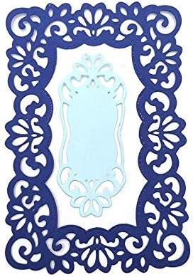 Lace Flowers Background Frame Cutting Dies, Lace Frame Die Cuts Metal Embossing Stencils Template Mould for Card Scrapbooking and DIY Craft Album Paper Card Decor