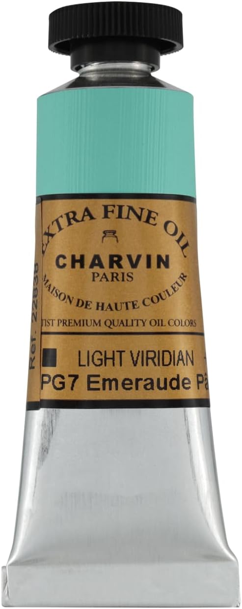 Charvin Extra Fine Oil Paint, Viridian Light 20 mL - Triple-Milled, Rich Texture, Poppy Oil-Based, Light-Fast, Handmade, Archival Quality