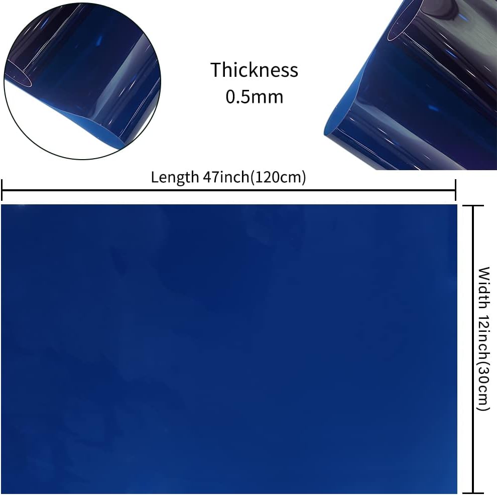 HYANG Navy Transparent PVC Super Clear Holographic Vinyl Faux Leather Sheets 1 Roll 12" x 47" (30cm x 120cm) for DIY Bows Earrings Bags DIY Crafts Making