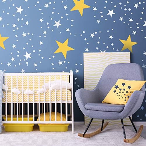 6-Piece Star Stencil Kit - Reusable Twinkle Star Templates in Assorted Sizes with Metal Open Ring for Painting on Tile, Wall, Paper, Fabric