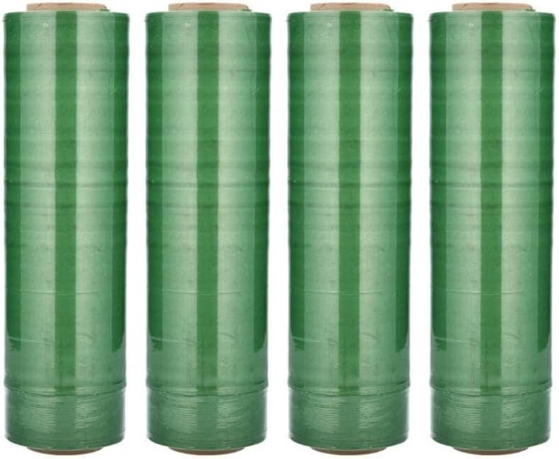 PSBM Green Stretch Wrap, 15 Inch x 1476 Feet, 4 Pack, Tinted Pre-Stretched Shrink Wrap Film for Moving, Packaging, Pallet Wrapping