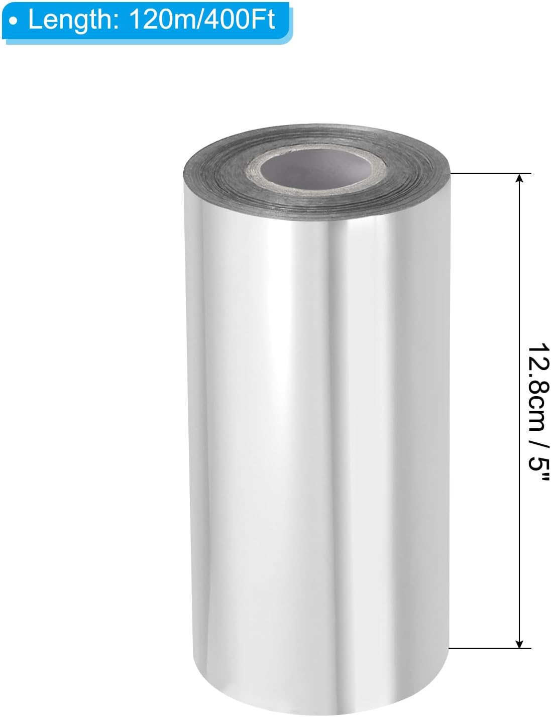 PATIKIL 5"x400Ft Hot Stamping Foil Paper, Heat Transfer Hot Stamping Paper Foil Roll for Leather DIY Logo Decor Craft Gift Package Scrapbook Card, Light Silver