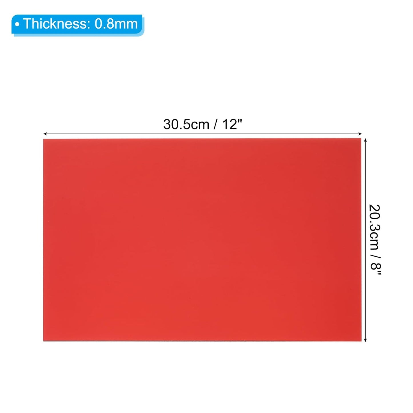 PATIKIL 8x12 Inch Anodized Aluminum Sheet Metal, 1Pcs Laser Plates Engraving Blanks 0.5MM Thin Rectangle for Crafting DIY House Laser Engraving, Red