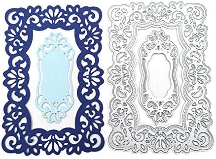 Lace Flowers Background Frame Cutting Dies, Lace Frame Die Cuts Metal Embossing Stencils Template Mould for Card Scrapbooking and DIY Craft Album Paper Card Decor