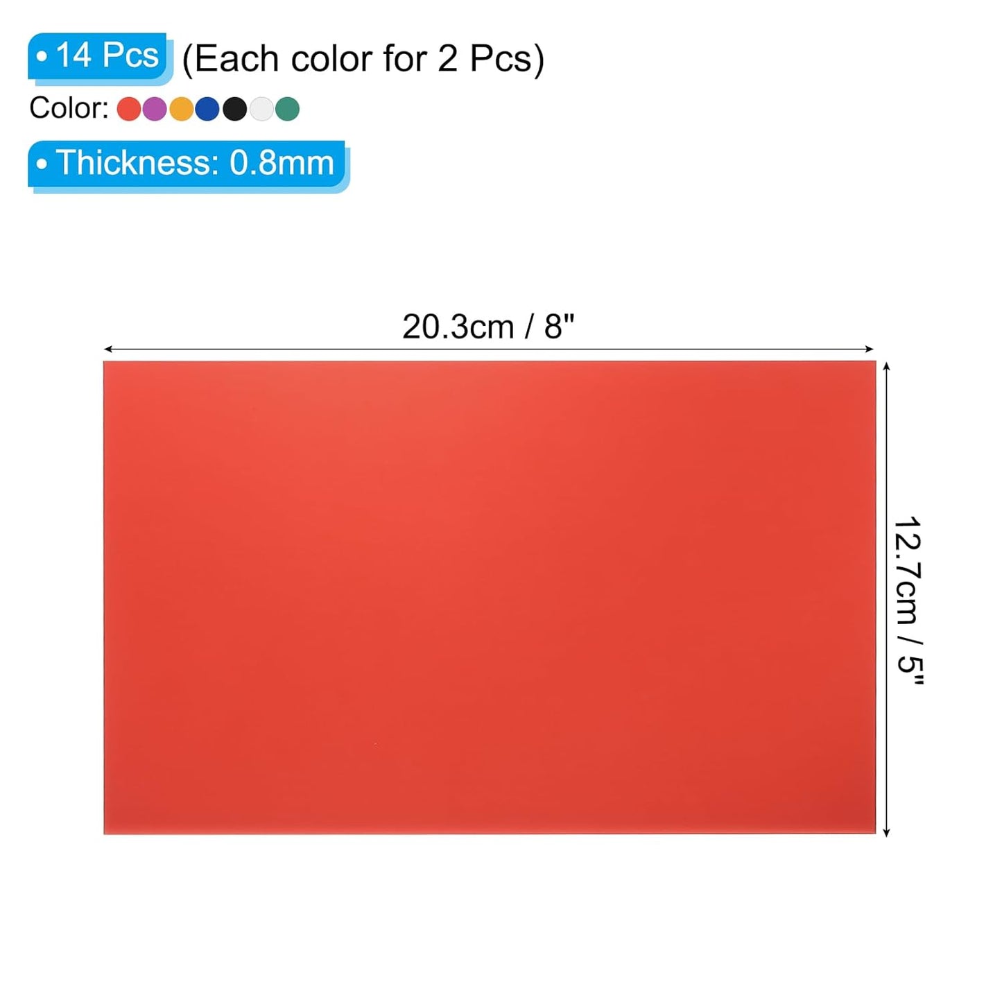 PATIKIL 5x8 Inch Anodized Aluminum Sheet Metal, 14Pcs Laser Plates Engraving Blanks 0.5MM Thin Rectangle for Crafting DIY House Laser Engraving, Silver/Black/Blue/Green/Yellow/Red/Purple
