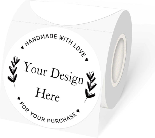 3 Inch White Round Thermal Sticker Labels, Waterproof Circle Direct Thermal Labels, Multi-Purpose Self-Adhesive Sticker Label for DIY Logo Design- 200 Sheet/Roll