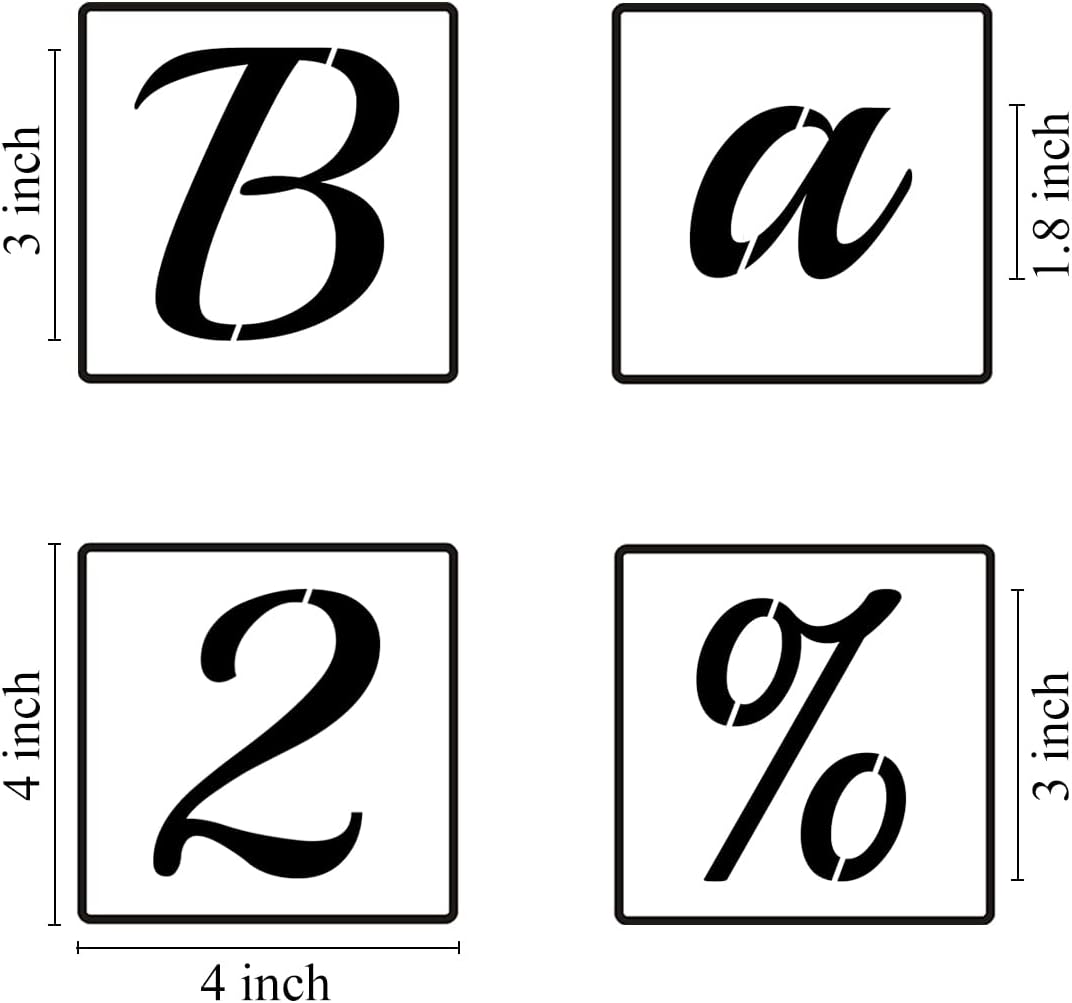 3 Inch Alphabet Letter Stencils for Painting - 70 Pack Letter and Number Stencil Templates with Signs for Painting on Wood, Reusable Cursive Letters Stencils for Chalkboard Wood Signs & Wall Art