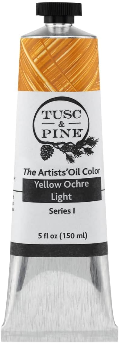 Tusc & Pine Artist Oil Paint - Yellow Ochre Light, 150 ml, Non-Yellowing, Rich & Creamy Consistency, Maximum Pigment Load, Small Batch Milled Oil Paints Made in the USA for Professional Artists