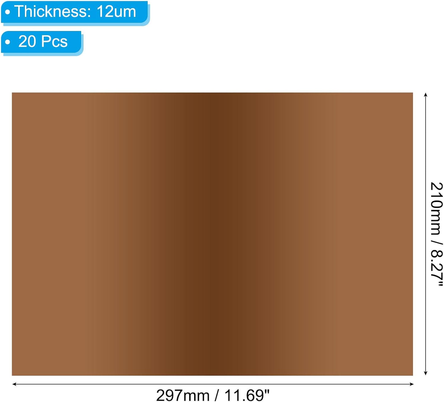 PATIKIL 11.7x8.3" Hot Stamping Foil Paper Sheet, 20 Sheets A4 Heat Transfer Hot Stamping Paper Foil for Leather DIY Logo Decor Craft Gift Package Scrapbook Card, Brown