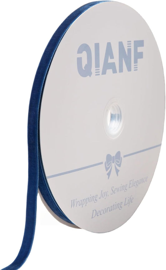 Vintage Sapphire Blue Velvet Ribbon, 3/8 Inch X 25Yd