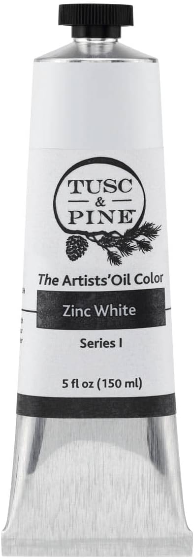 Tusc & Pine Artist Oil Paint - Zinc White, 150 ml, Non-Yellowing, Rich & Creamy Consistency, Maximum Pigment Load, Small Batch Milled Oil Paints Made in the USA for Professional Artists